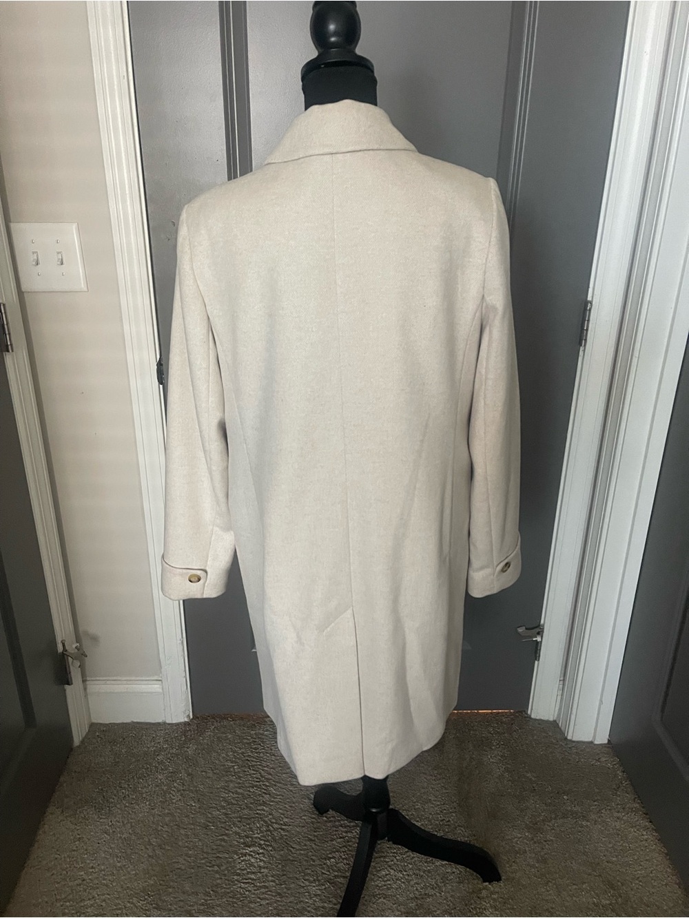 Ralph Lauren Size 12 Cream Single-Breasted Wool Pea Coat Gently Worn - Picture 5 of 9